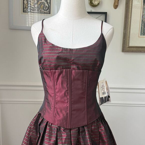 Vintage NWT NOS 90s Jessica McClintock GunneSax Burgundy Corset Steampunk Pirate - Picture 2 of 13